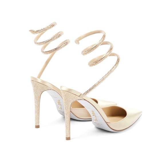 Rene Caovilla Shoes - NEW Rene Caovilla  Cleo embellished Satin pumps size 39 Beige